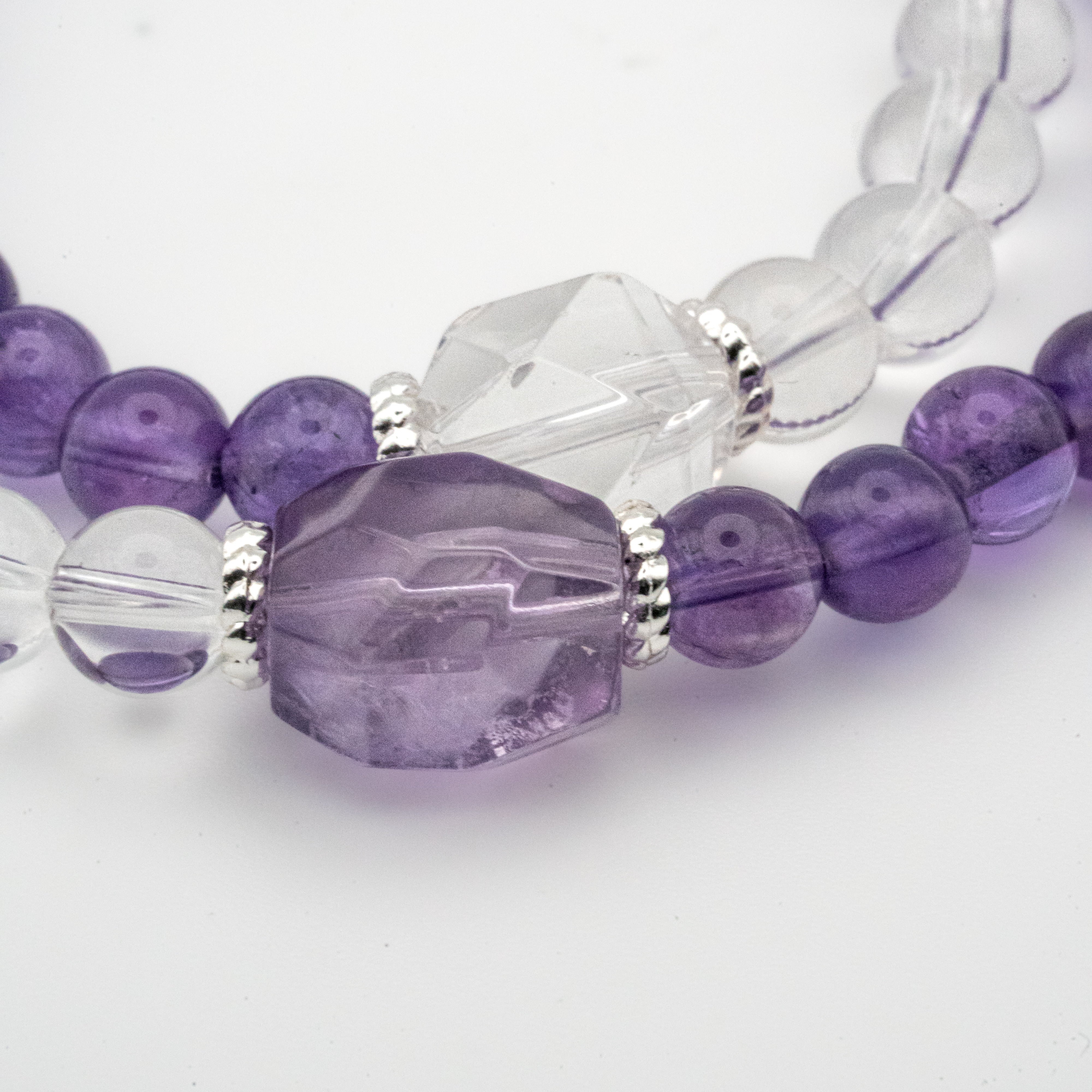 Amethyst Clear Quartz Multi-Loop Bracelet - Wisdom & Clarity