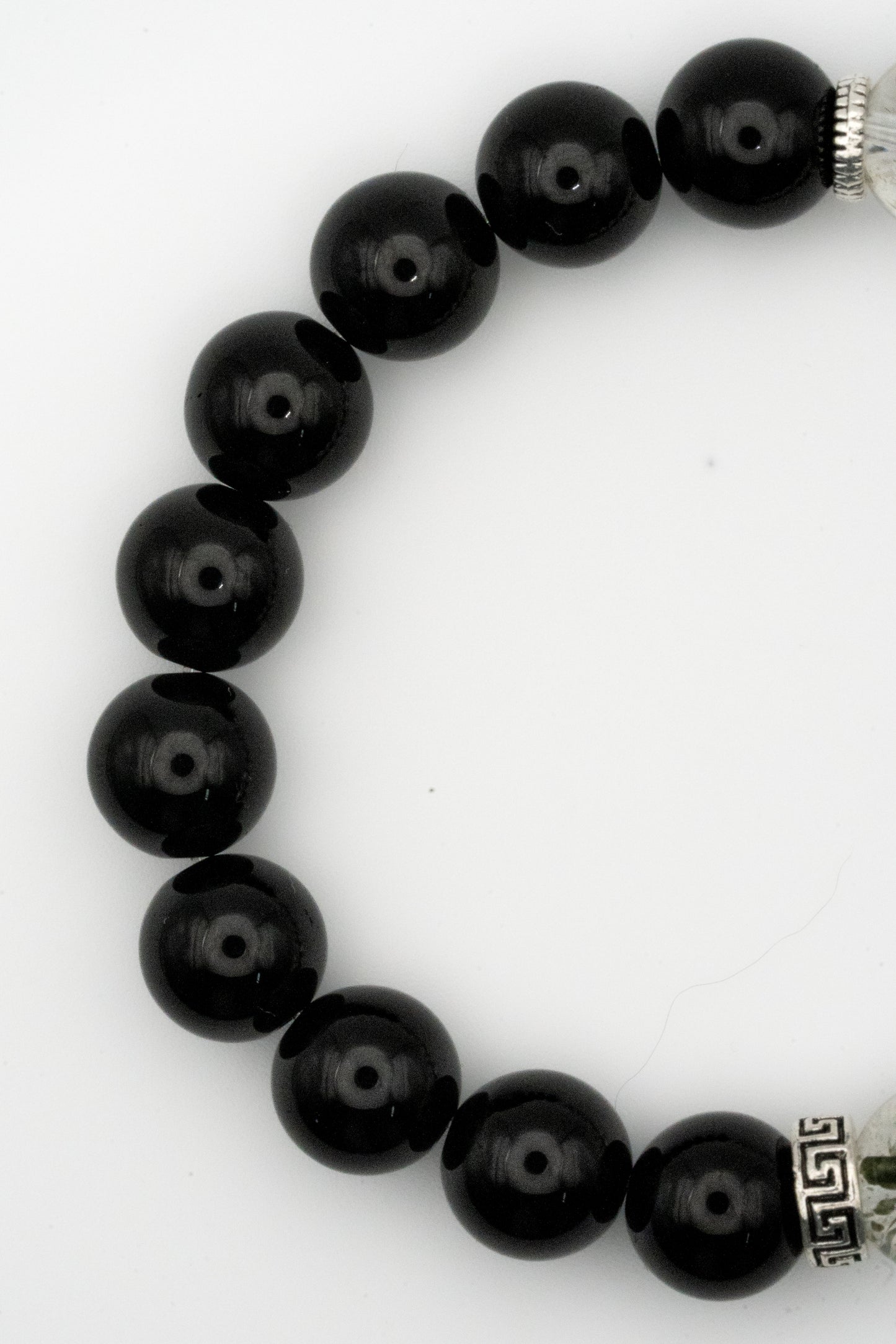 Obsidian and Tourmaline Rutilated Quartz Single-Loop Bracelet - Protection & Clarity