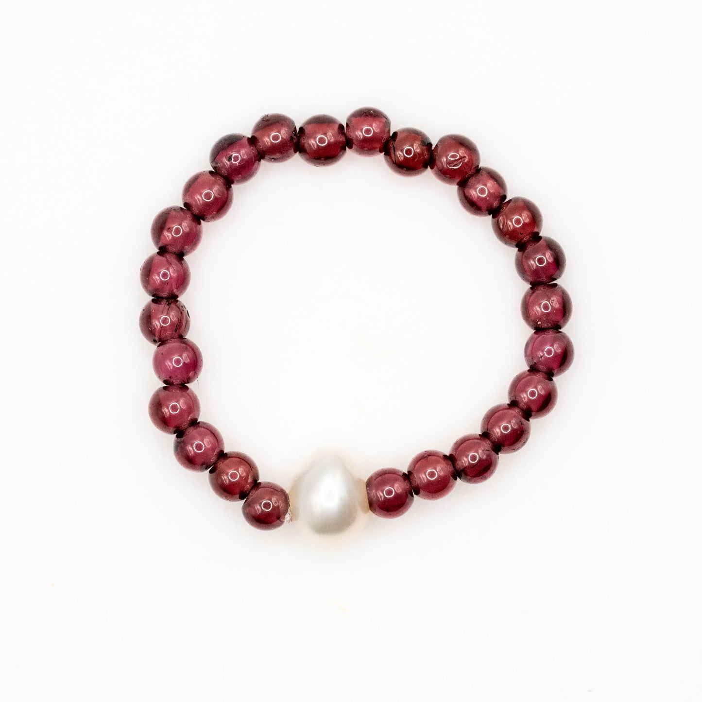 Garnet+Natural Fresh Water Pear Ring