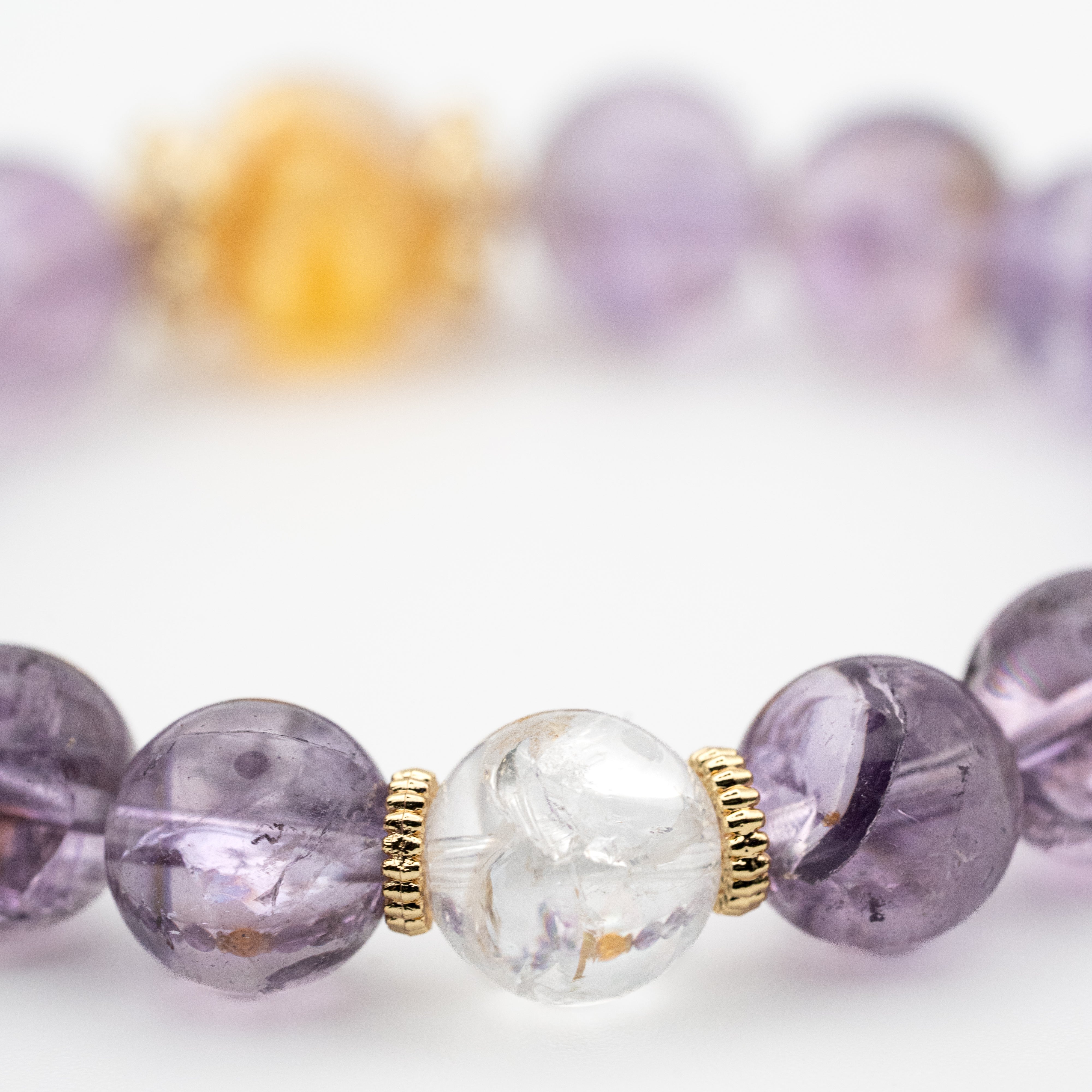 Azeztulite, Yellow Citrine, and Clear Quartz Single-Loop Bracelet - Spiritual Awakening, Abundance & Clarity