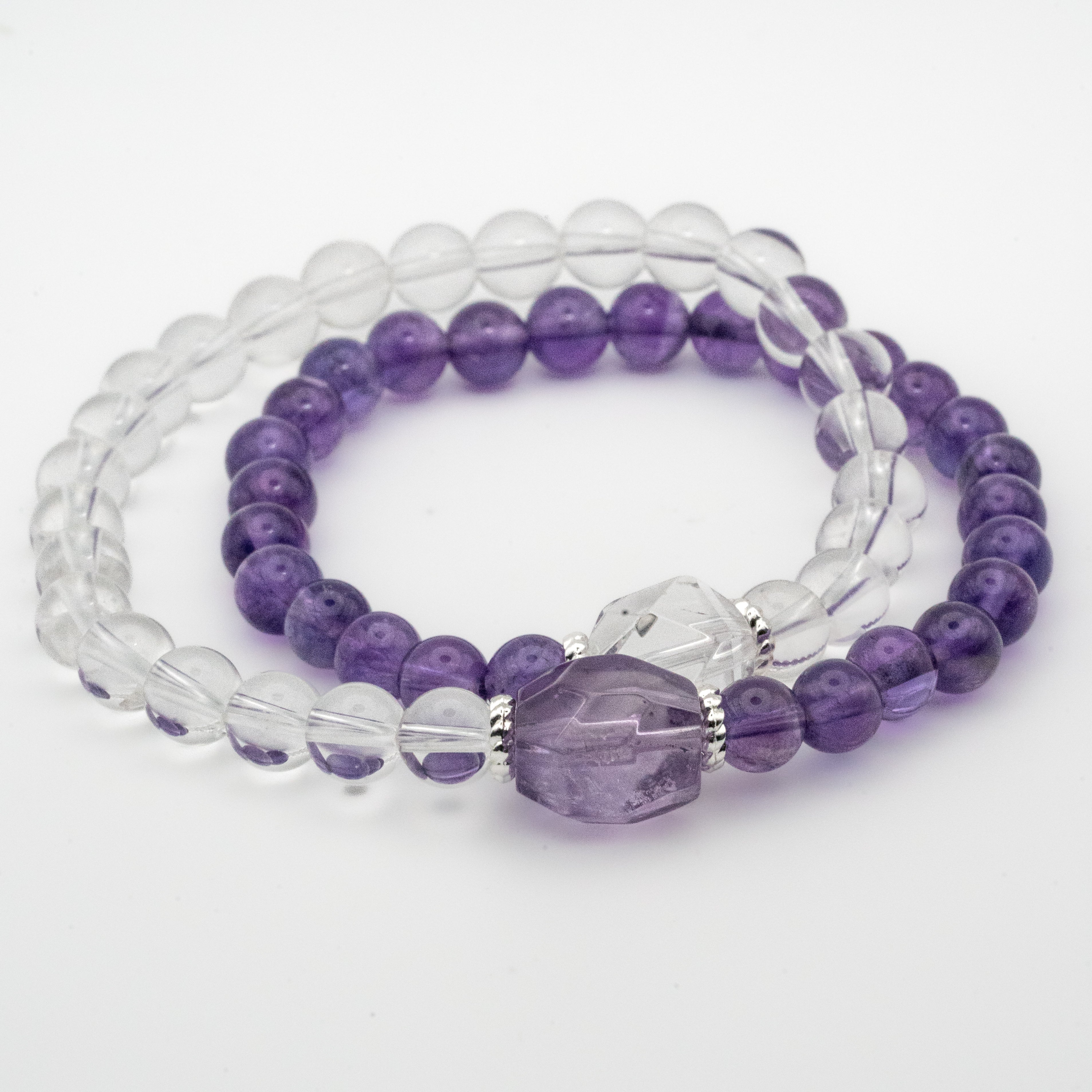 Amethyst Clear Quartz Multi-Loop Bracelet - Wisdom & Clarity