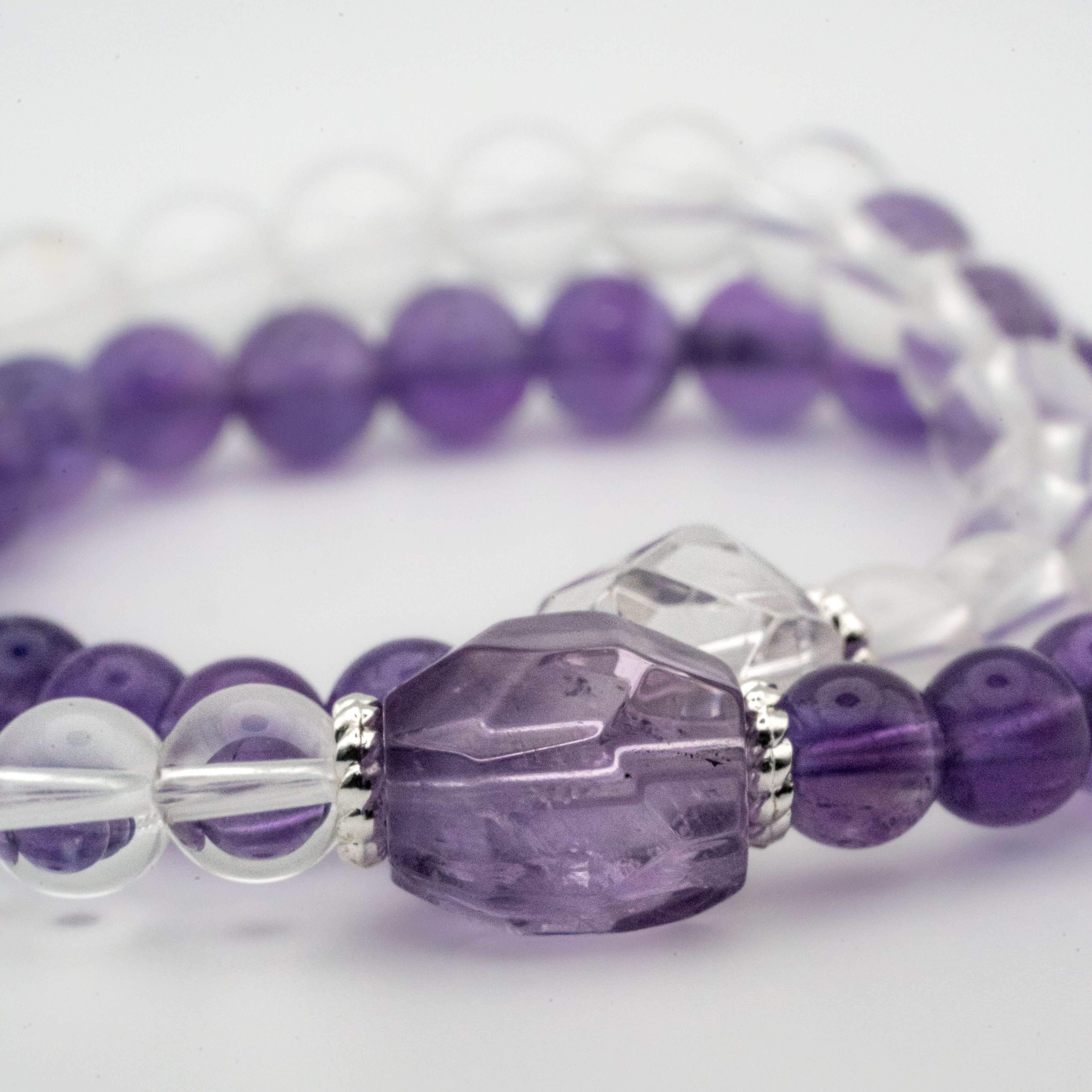 Amethyst Clear Quartz Multi-Loop Bracelet - Wisdom & Clarity