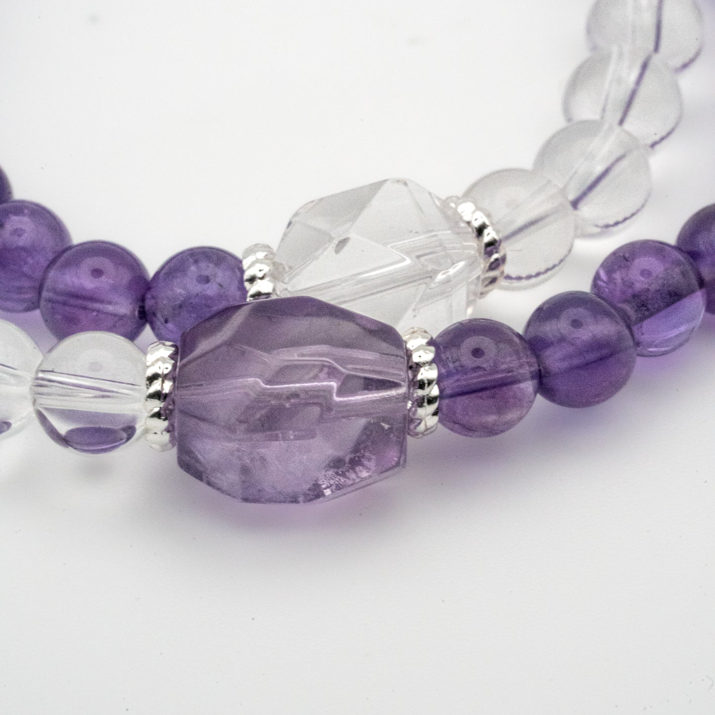 Amethyst Clear Quartz Multi-Loop Bracelet - Wisdom & Clarity