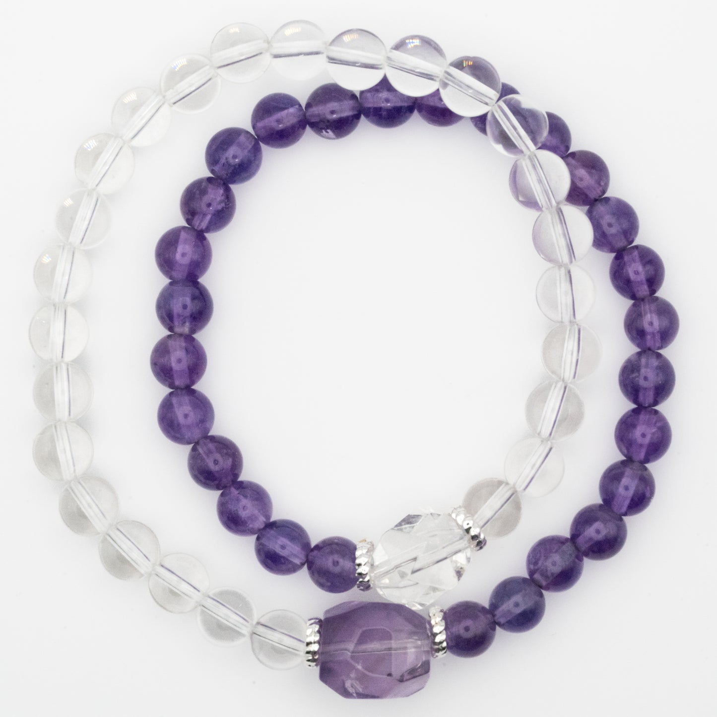 Amethyst Clear Quartz Multi-Loop Bracelet - Wisdom & Clarity