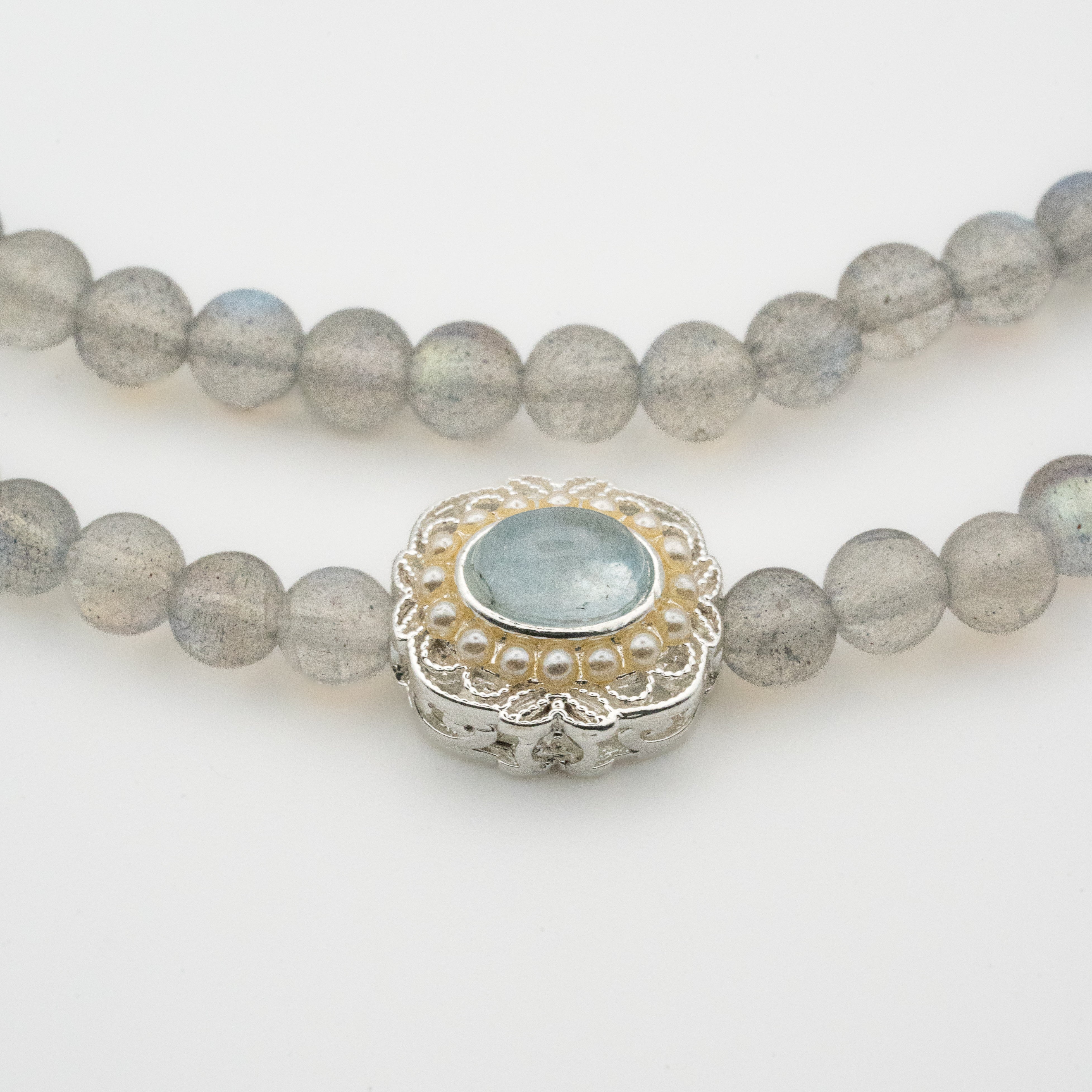 Labradorite Grey Moonstone & Aquamarine Multi-Loop Bracelet - Balance & Serenity