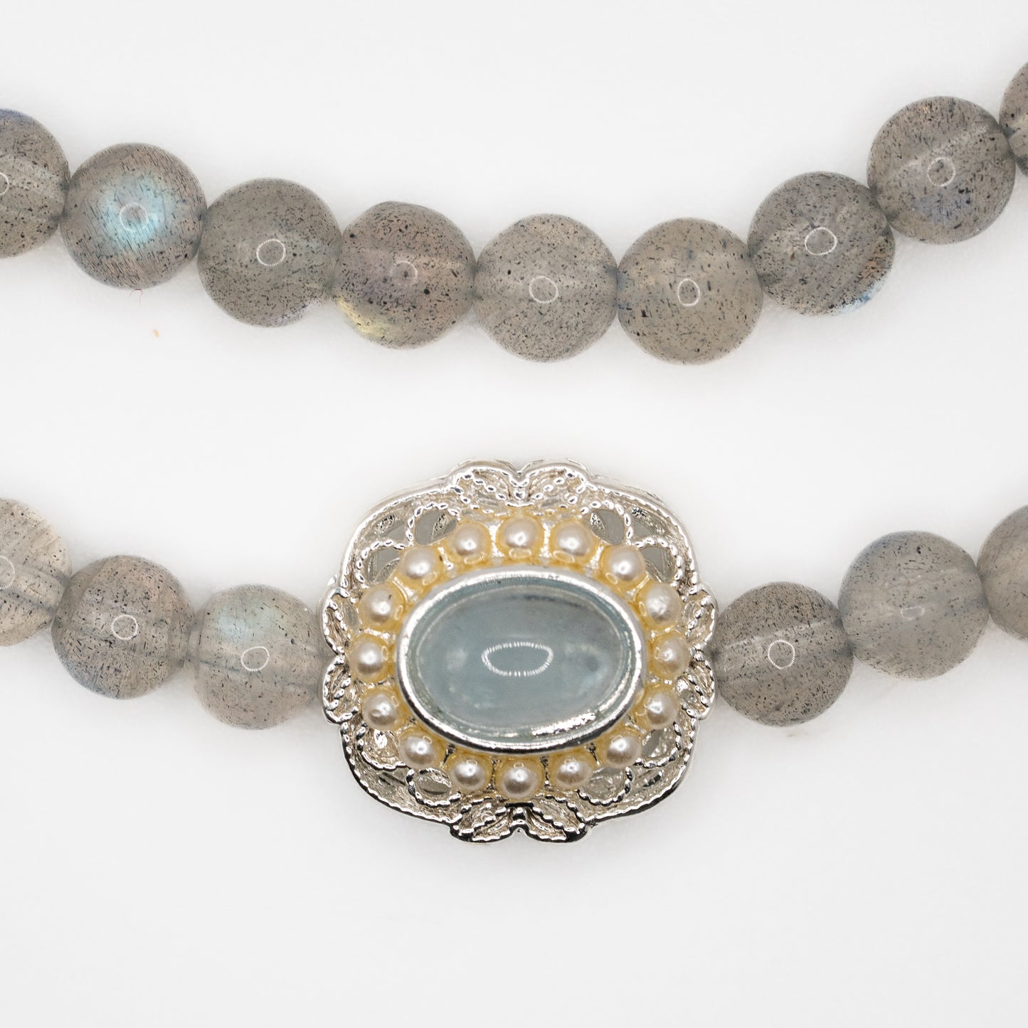 Labradorite Grey Moonstone & Aquamarine Multi-Loop Bracelet - Balance & Serenity