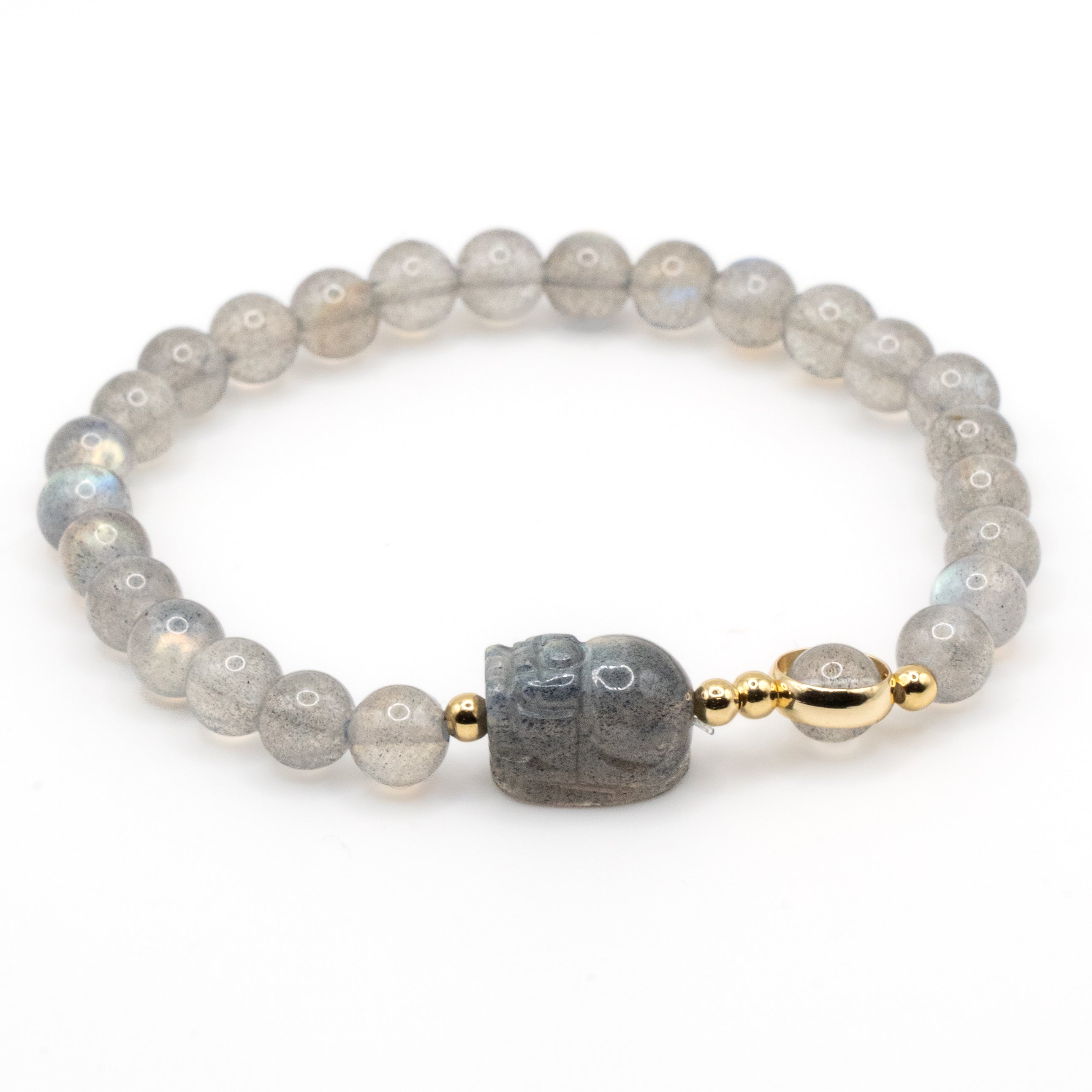 Gray Moonstone Single-Loop Bracelet - Balance & Protection