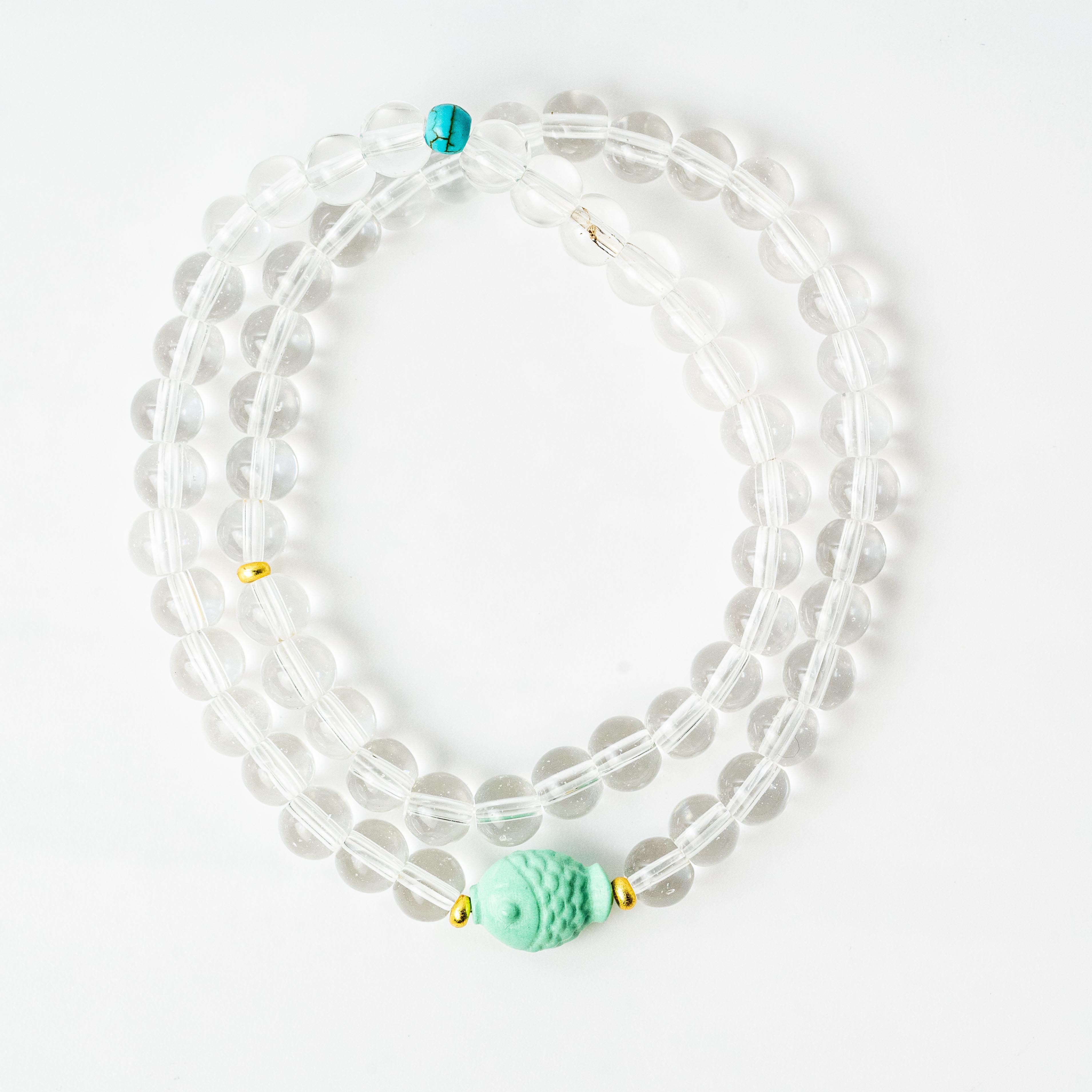 White Crystal+Enhanced Turquoise Bracelet Harmonious & Energy