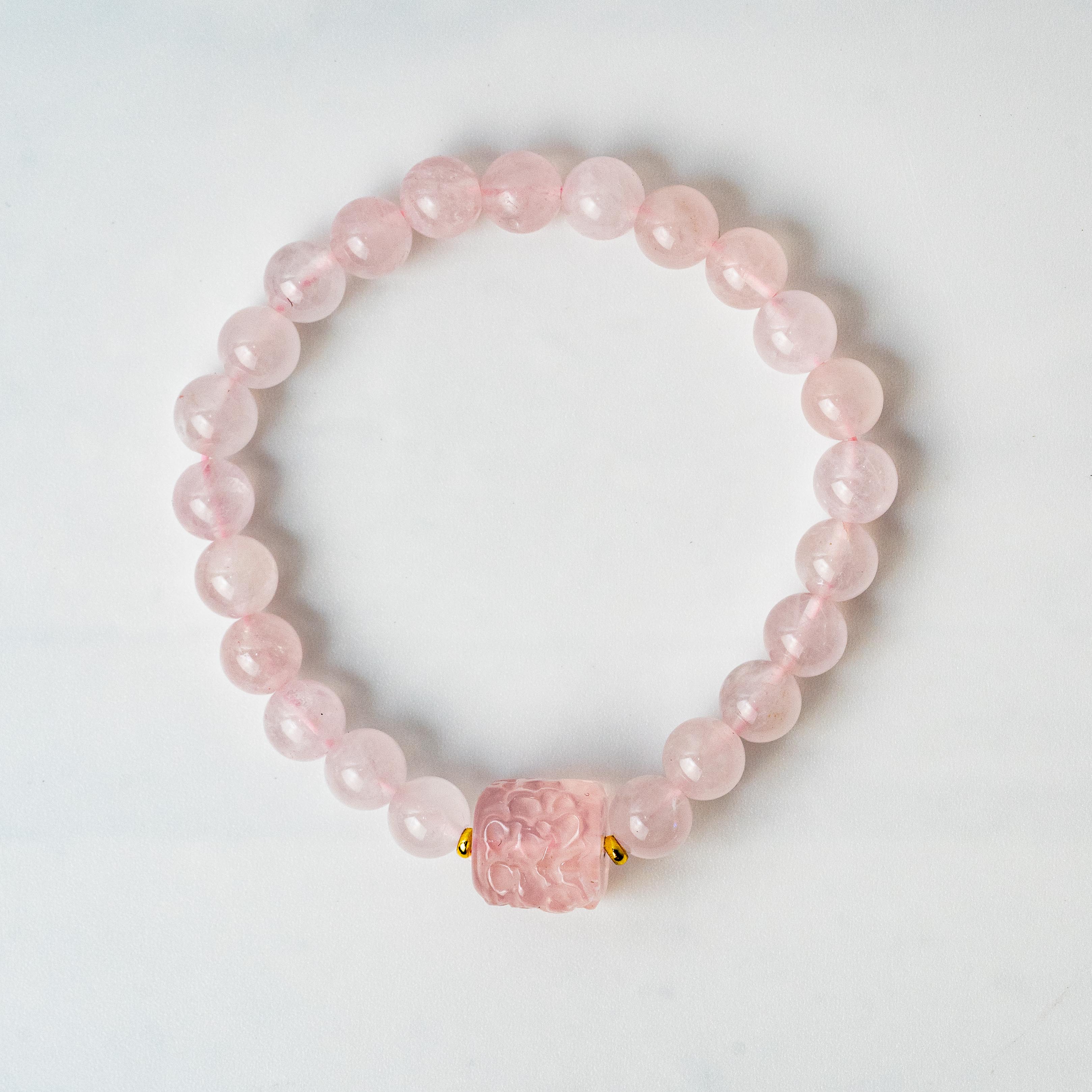 Madagascar Rose Quartz Single-Loop Bracelet Energy Soothing