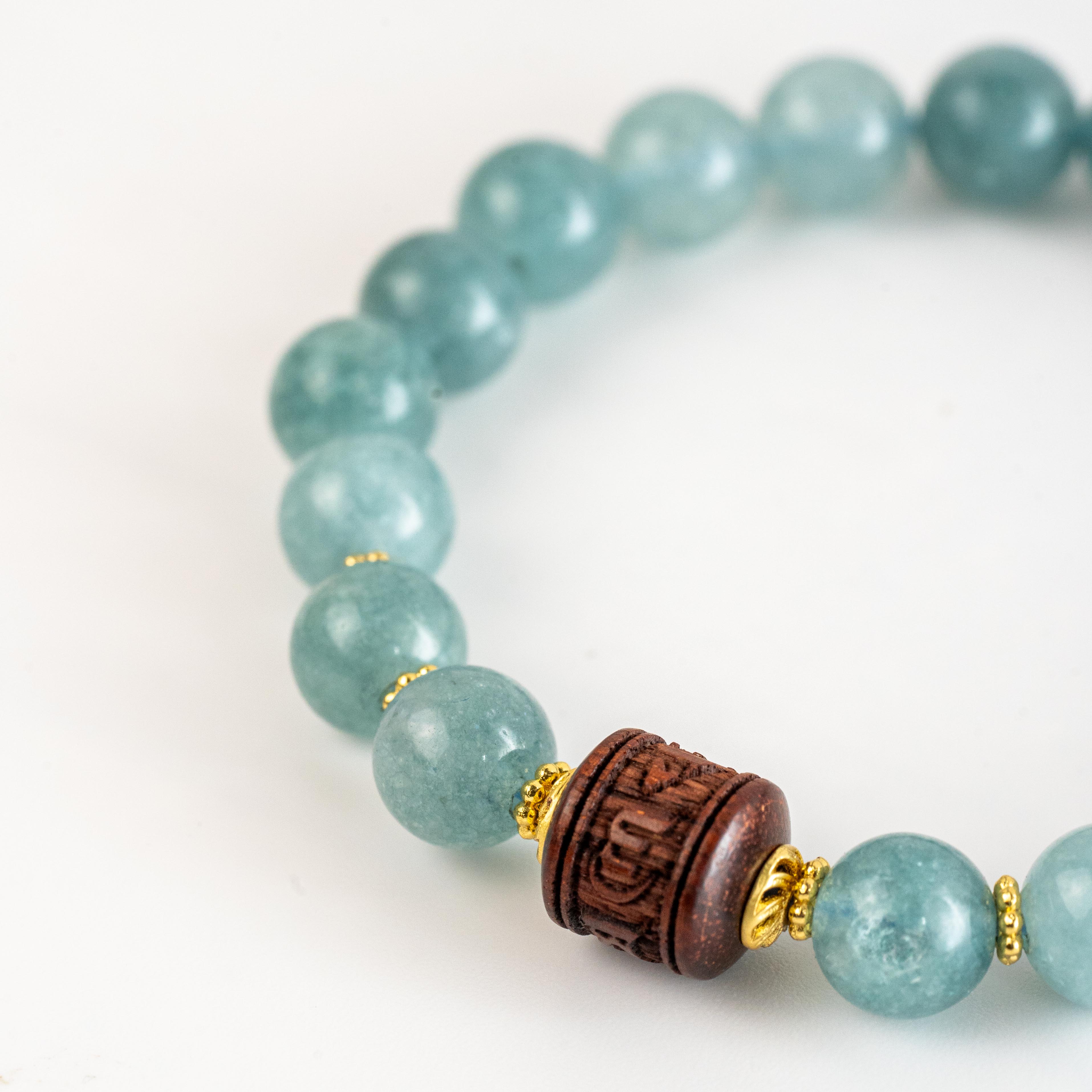 Optimized Jade Bracelet+Tibetan Buddhism six-character truth Luck Bead