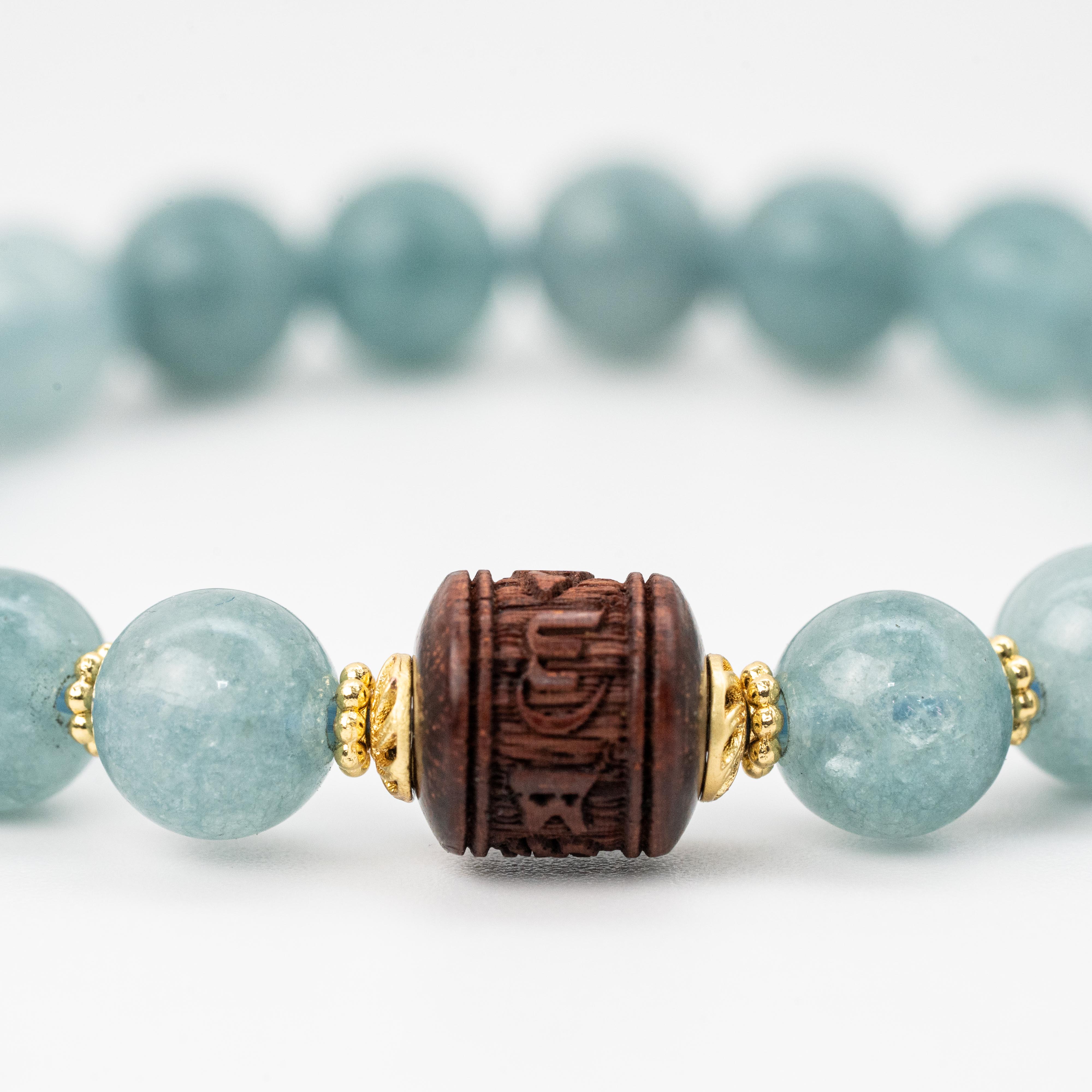 Optimized Jade Bracelet+Tibetan Buddhism six-character truth Luck Bead