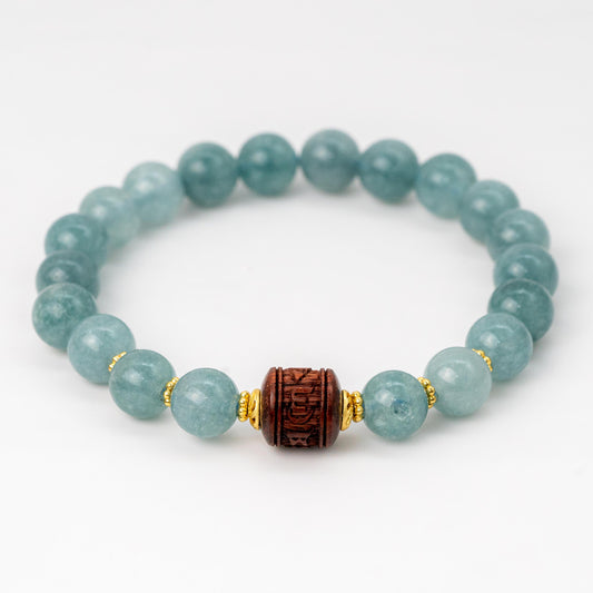 Optimized Jade Bracelet+Tibetan Buddhism six-character truth Luck Bead