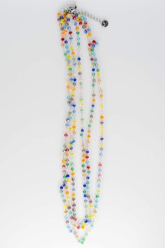 Cut Colorful Crystal Triple Necklace