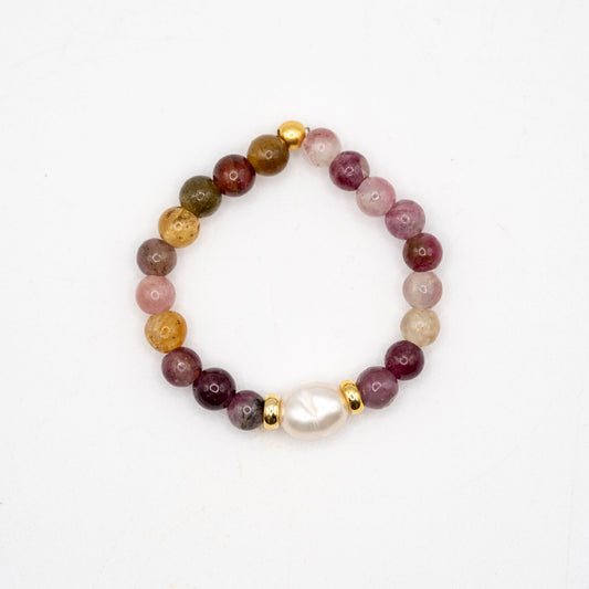Tourmaline+Natural Fresh Water Pear Ring