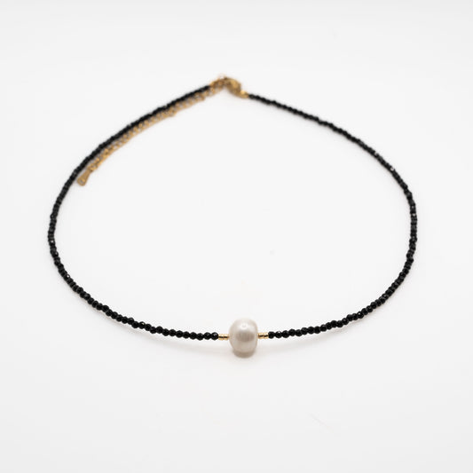 Black Spinel with Freshwater Pearl