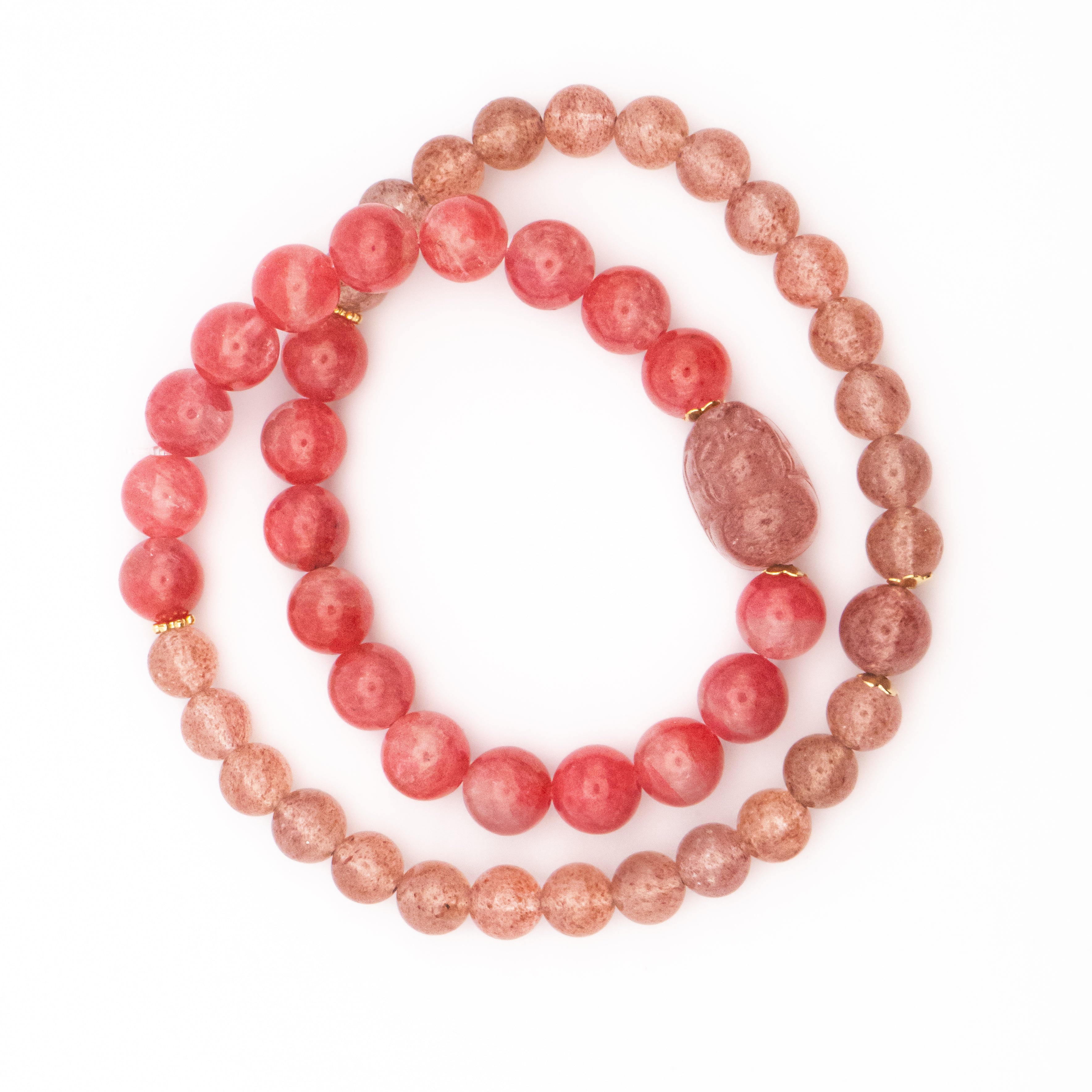 Strawberry Rhodonite & Quartz Multi-Loop Bracelet - Love Attraction