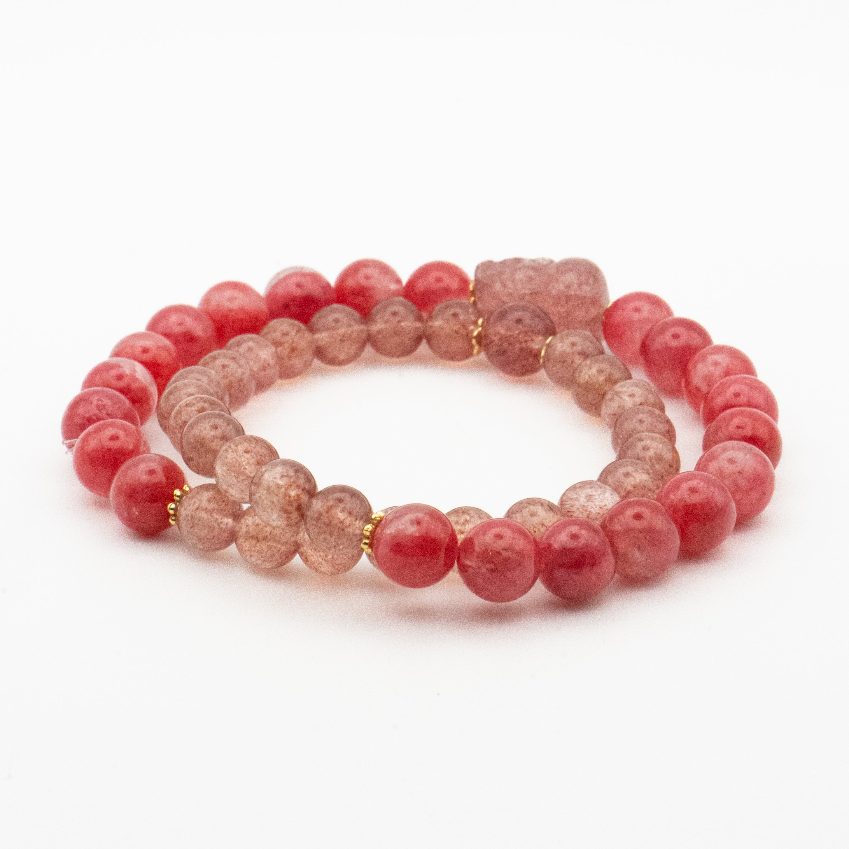 Strawberry Rhodonite & Quartz Multi-Loop Bracelet - Love Attraction